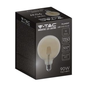 LED Λάμπα 12W Filament  E27 G125 Clear Cover 2200K V-TAC – 217456