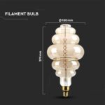 LED Λάμπα E27 S200 39cm 8W Dimmable Filament Smoky V-TAC 300° 500lm Θερμό 1800Κ – 217465