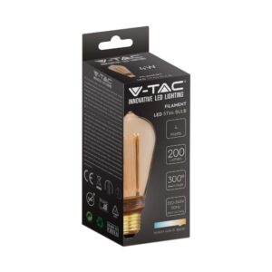 LED Λάμπα – 4W Filament E27 ST64 Amber Art 2200K V-TAC – 217474