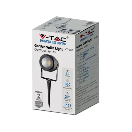 Φωτιστικό Κήπου Καρφί LED 12W Μαύρο V-TAC Αδιάβροχο IP65 Φυσικό 4000K – 217545