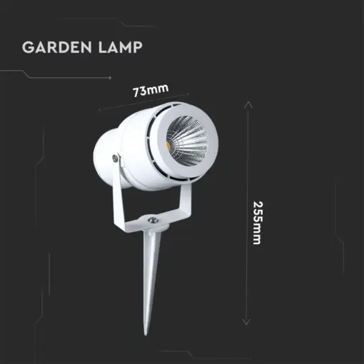 Φωτιστικό Κήπου Καρφί LED 12W Λευκό V-TAC Αδιάβροχο IP65 Θερμό 3000K – 217547