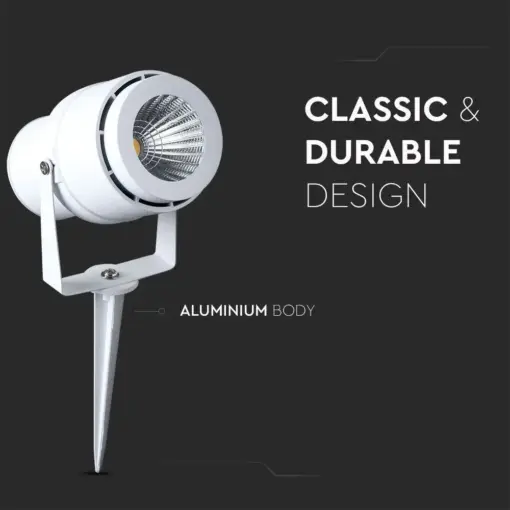 Φωτιστικό Κήπου Καρφί LED 12W Λευκό V-TAC Αδιάβροχο IP65 Θερμό 3000K – 217547