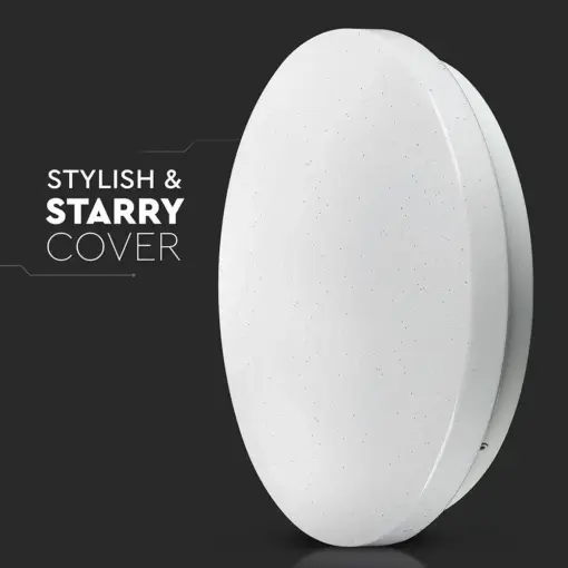 LED πλαφονιέρα 24W στρογγυλή 3 σε 1 φωτισμός CCT σε Λευκό σώμα και έναστρο κάλυμμα V-TAC – 217606