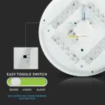 LED Πλαφονιέρα 36W Στρογγυλή CCT σε Λευκό Σώμα και Έναστρο Κάλυμμα V-TAC – 217608