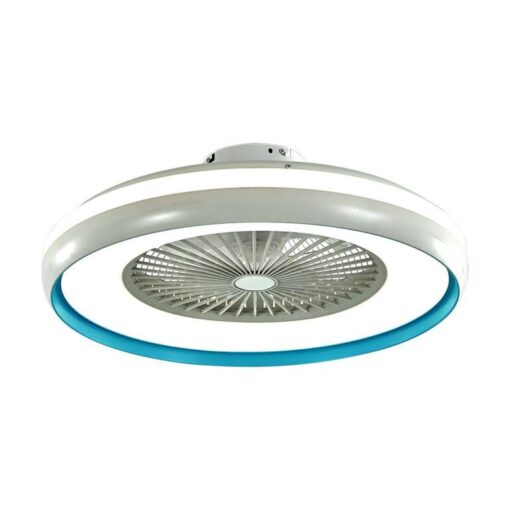 Ανεμιστήρας οροφής LED 45W 3 σε 1 λευκό σώμα-μπλε δαχτυλίδι 7 πτερυγίων με ρύθμιση μέσω RF control V-TAC – 217934