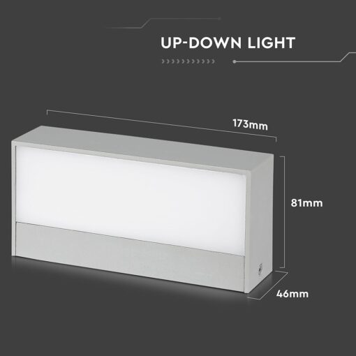 LED Φωτιστικό Απλίκα Up-Down 9W V-TAC Γκρι IP65 Θερμό 3000Κ – 218239