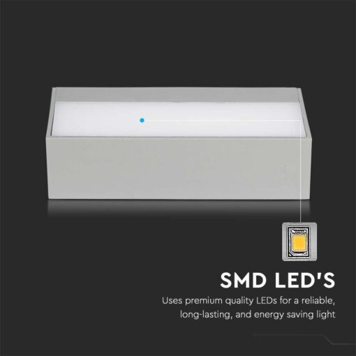 LED Φωτιστικό Απλίκα Up-Down 12W V-TAC Γκρι Αδιάβροχο IP65 Θερμό 3000Κ – 218242