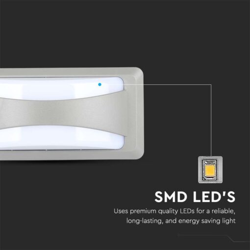 LED Φωτιστικό Απλίκα 12W V-TAC Γκρι Αδιάβροχο IP65 Ψυχρό 6400K – 218247