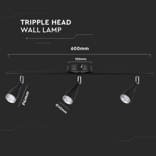 LED επιτοίχιο/οροφής φωτιστικό 13.5W 3000K θερμό λευκό με μαύρο σώμα V-TAC – 218271