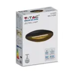 LED Φωτιστικό Τοίχου 9W V-TAC Μαύρο Θερμό Λευκό 3000Κ – 218309
