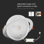 LED Φωτιστικό Χωνευτό COB Ρυθμιζόμενο 30W V-TAC PRO Samsung Chip 50° 3040lm Φ225 Θερμό 3000K – 21845