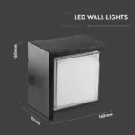 LED αδιάβροχη απλίκα 12W IP65 4000K Φυσικό λευκό Μαύρο σώμα τετράγωνη V-TAC – 218540