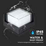 LED αδιάβροχη απλίκα 12W IP65 3000K Θερμό Μαύρο σώμα τετράγωνη V-TAC – 218539