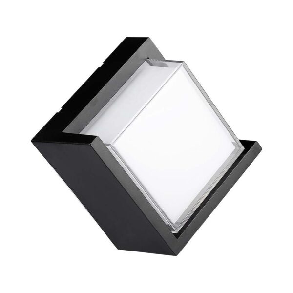 LED αδιάβροχη απλίκα 12W IP65 4000K Φυσικό λευκό Μαύρο σώμα τετράγωνη V-TAC – 218540