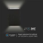 LED Φωτιστικό Τοίχου Up-Down Μαύρο 4W V-TAC IP65 Θερμό 3000K – 218561