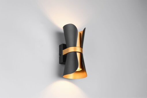 Φωτιστικό Τοίχου Up-Down Μαύρο-Χρυσό COAT 2xGU10 Trio Lighting – 218600280
