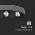 Φωτιστικό Τοίχου 5W LED Up-Down Μαύρο V-TAC IP65 Θερμό Λευκό 3000K – 218615