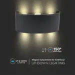 Φωτιστικό Τοίχου 5W LED Up-Down Μαύρο V-TAC IP65 Θερμό Λευκό 3000K – 218615