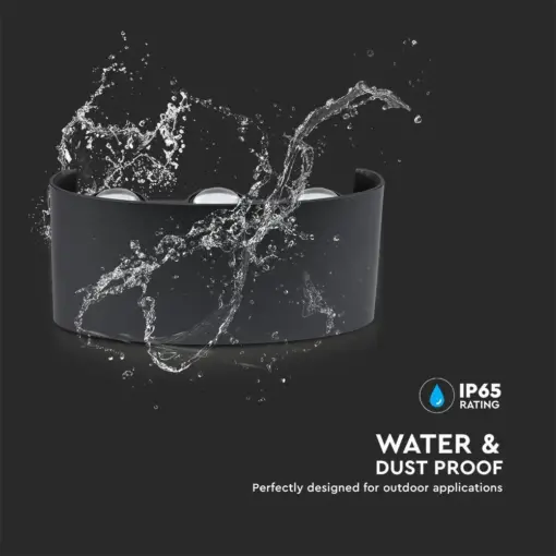 Φωτιστικό Τοίχου 5W LED Up-Down Μαύρο V-TAC IP65 Θερμό Λευκό 3000K – 218615