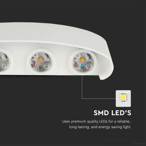 Φωτιστικό Τοίχου 7W LED Up-Down Λευκό V-TAC IP65 Θερμό Λευκό 3000K – 218617