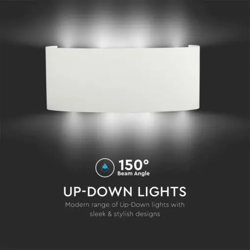 Φωτιστικό Τοίχου 7W LED Up-Down Λευκό V-TAC IP65 Θερμό Λευκό 3000K – 218617
