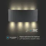Φωτιστικό Τοίχου 7W LED Up-Down Μαύρο V-TAC IP65 Θερμό Λευκό 3000K – 218619