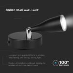 LED Επιτοίχιο Φωτιστικό 4.5W Μαύρο με Διακόπτη V-TAC Φυσικό Λευκό 4000K – 218678