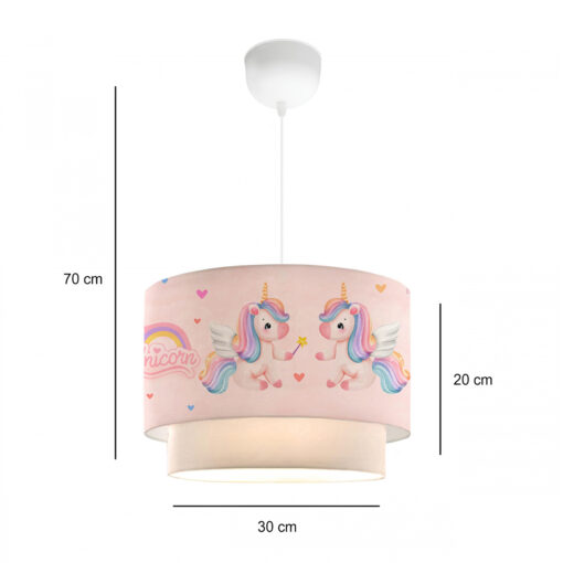 GloboStar® PONY 204-0016 Παιδικό Κρεμαστό Φωτιστικό Φιγούρα Μονόφωτο 1 x E27 IP20 Ροζ Ύφασμα – Μ30 x Π30 x Υ70cm