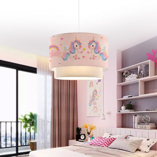 GloboStar® PONY 204-0016 Παιδικό Κρεμαστό Φωτιστικό Φιγούρα Μονόφωτο 1 x E27 IP20 Ροζ Ύφασμα – Μ30 x Π30 x Υ70cm