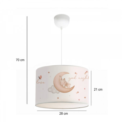 GloboStar® MOON 204-0019 Παιδικό Κρεμαστό Φωτιστικό Φιγούρα Μονόφωτο 1 x E27 IP20 Λευκό Ύφασμα – Μ28 x Π28 x Υ70cm