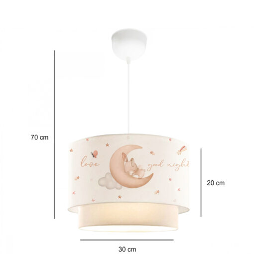 GloboStar® MOON 204-0011 Παιδικό Κρεμαστό Φωτιστικό Φιγούρα Μονόφωτο 1 x E27 IP20 Λευκό Ύφασμα – Μ30 x Π30 x Υ70cm