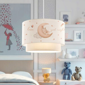 GloboStar® MOON 204-0011 Παιδικό Κρεμαστό Φωτιστικό Φιγούρα Μονόφωτο 1 x E27 IP20 Λευκό Ύφασμα – Μ30 x Π30 x Υ70cm