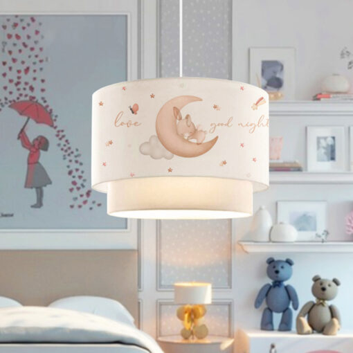 GloboStar® MOON 204-0011 Παιδικό Κρεμαστό Φωτιστικό Φιγούρα Μονόφωτο 1 x E27 IP20 Λευκό Ύφασμα – Μ30 x Π30 x Υ70cm