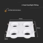Χωνευτό φωτιστικό Spot 4xGU10 τετράγωνο λευκό V-TAC – 23003