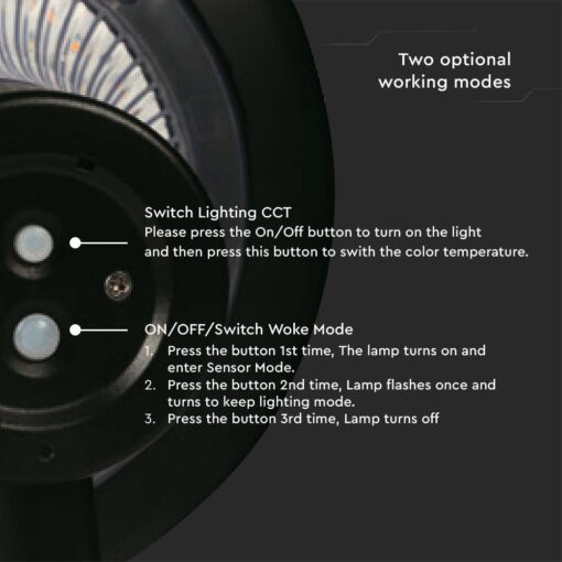 Φωτιστικό Δαπέδου Κήπου LED 15W 4000K IP65 Μαύρου Χρώματος Ηλιακό με Ανιχνευτή V-TAC – 23005