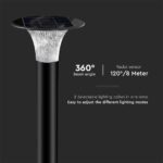 Φωτιστικό Κολωνάκι Κήπου LED 15W 4000K Ηλιακό με Ανιχνευτή κίνησης Μαύρου Χρώματος IP65 V-TAC – 23006