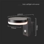 Επιτοίχιο Φωτιστικό τοίχου LED 1.8W 3000Κ Μαύρου Χρώματος IP54 Ηλιακό με Ανιχνευτή V-TAC – 23016