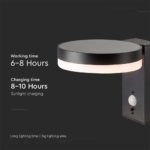 Επιτοίχιο Φωτιστικό τοίχου LED 1.8W 3000Κ Μαύρου Χρώματος IP54 Ηλιακό με Ανιχνευτή V-TAC – 23016