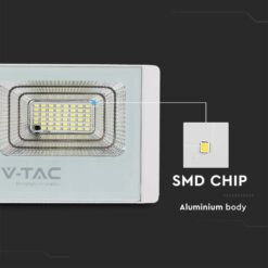 LED ηλιακός προβολέας 35W ψυχρό λευκό 6400K με λευκό σώμα V-TAC – 23019