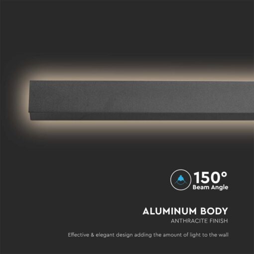 Απλίκα Τοίχου LED 16W 4000K Μαύρου Χρώματος IP65 V-TAC – 23022