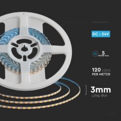 Ταινία LED SMD2835 DC:24V IP20 8W/m 6500K ψυχρό λευκό 3mm V-TAC – 23026