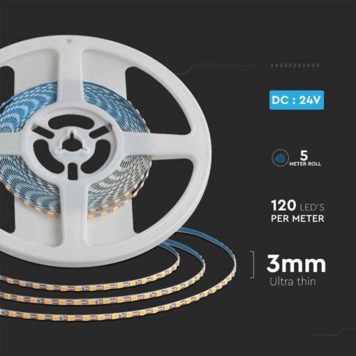 Ταινία LED SMD2835 DC:24V IP20 8W/m 6500K ψυχρό λευκό 3mm V-TAC – 23026