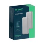 Power bank 10000mAh ασημί 2 USB + Type-C V-TAC – 23035