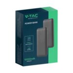 Power bank 10000mAh μαύρο 2 USB + Type-C V-TAC – 23036