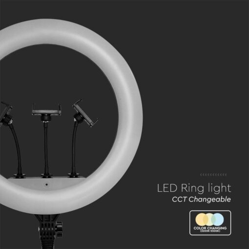 Επιτραπέζιο/δαπέδου φωτιστικό ring light LED 55W 3 σε 1 CCT Μαύρου Χρώματος Dimmable V-TAC – 23047