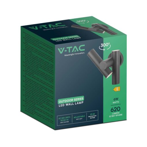 Απλίκα Τοίχου LED 6W 3000K Μαύρου Χρώματος IP44 V-TAC – 10473
