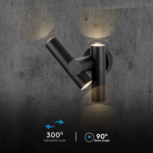 Απλίκα Τοίχου LED 6W 3000K Μαύρου Χρώματος IP44 V-TAC – 10473