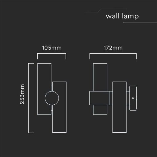 Απλίκα Τοίχου LED 6W 3000K Μαύρου Χρώματος IP44 V-TAC – 10474