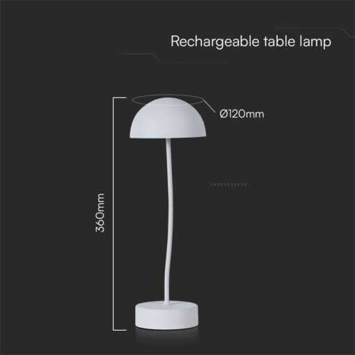 Επιτραπέζιο Επαναφορτιζόμενο Φωτιστικό LED 3W 3000K Λευκό V-TAC – 23092VT