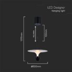 Κρεμαστό Φωτιστικό LED 9W 3000K Προσαρμοσμένο Ύψος Λευκού και Μαύρου Χρώματος V-TAC – 23101VT
